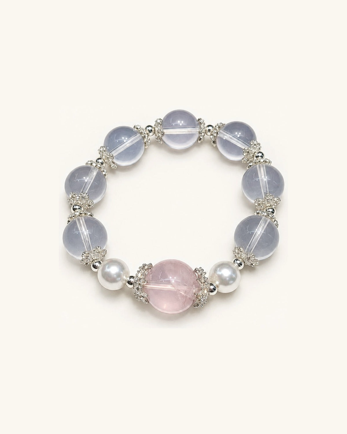 Rose Halo – Rose Quartz & Clear Quartz Bracelet