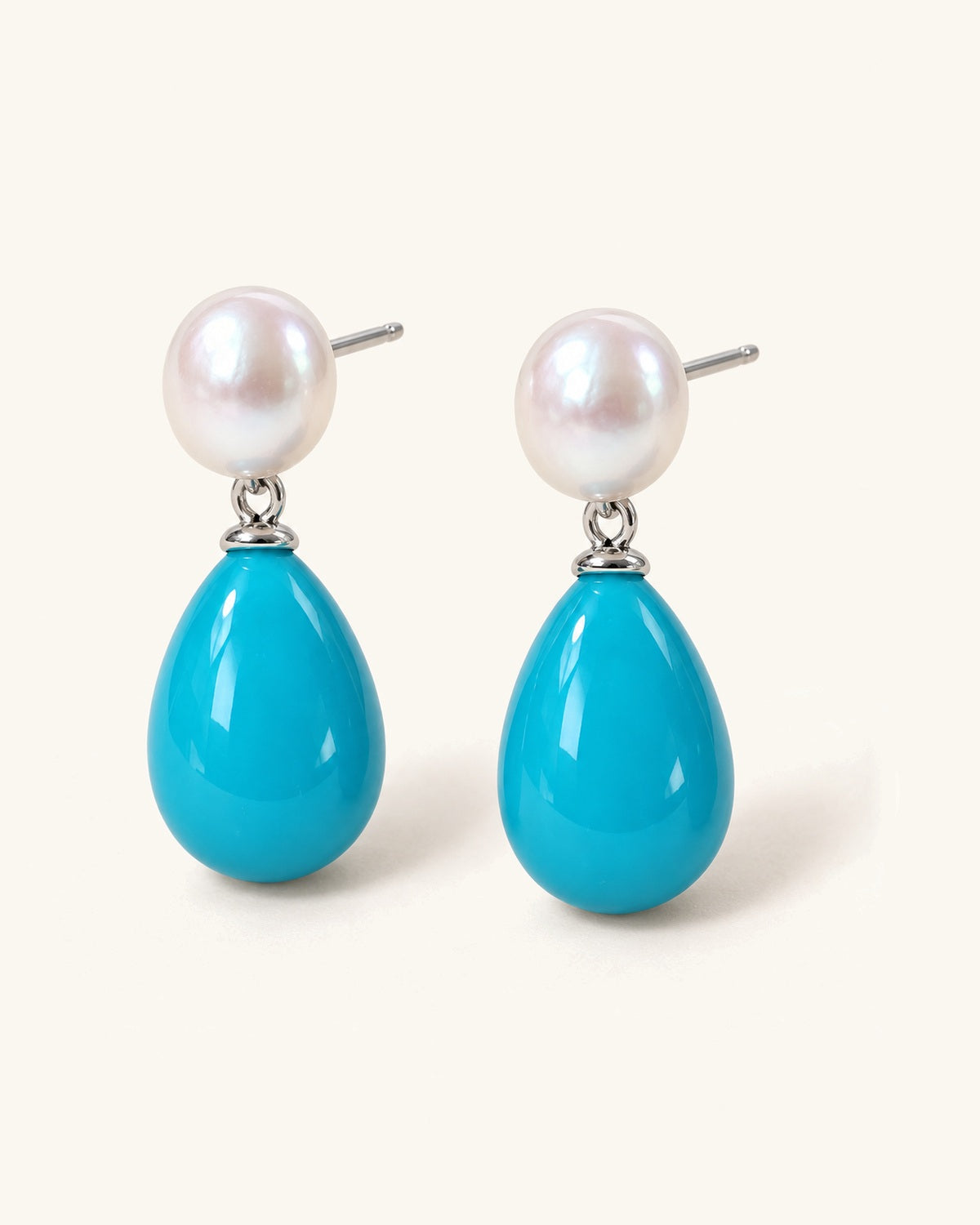 Azure Drop Turquoise & Pearl Studs