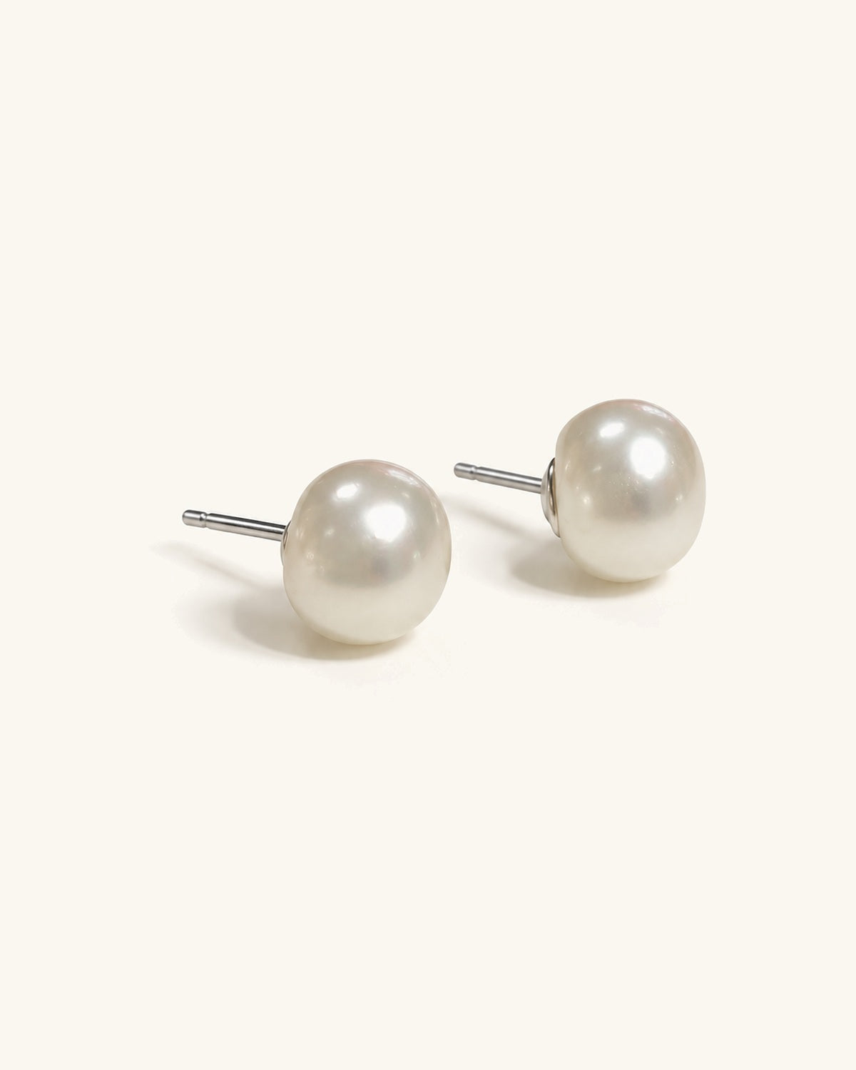Petite Dome Button Pearl Studs