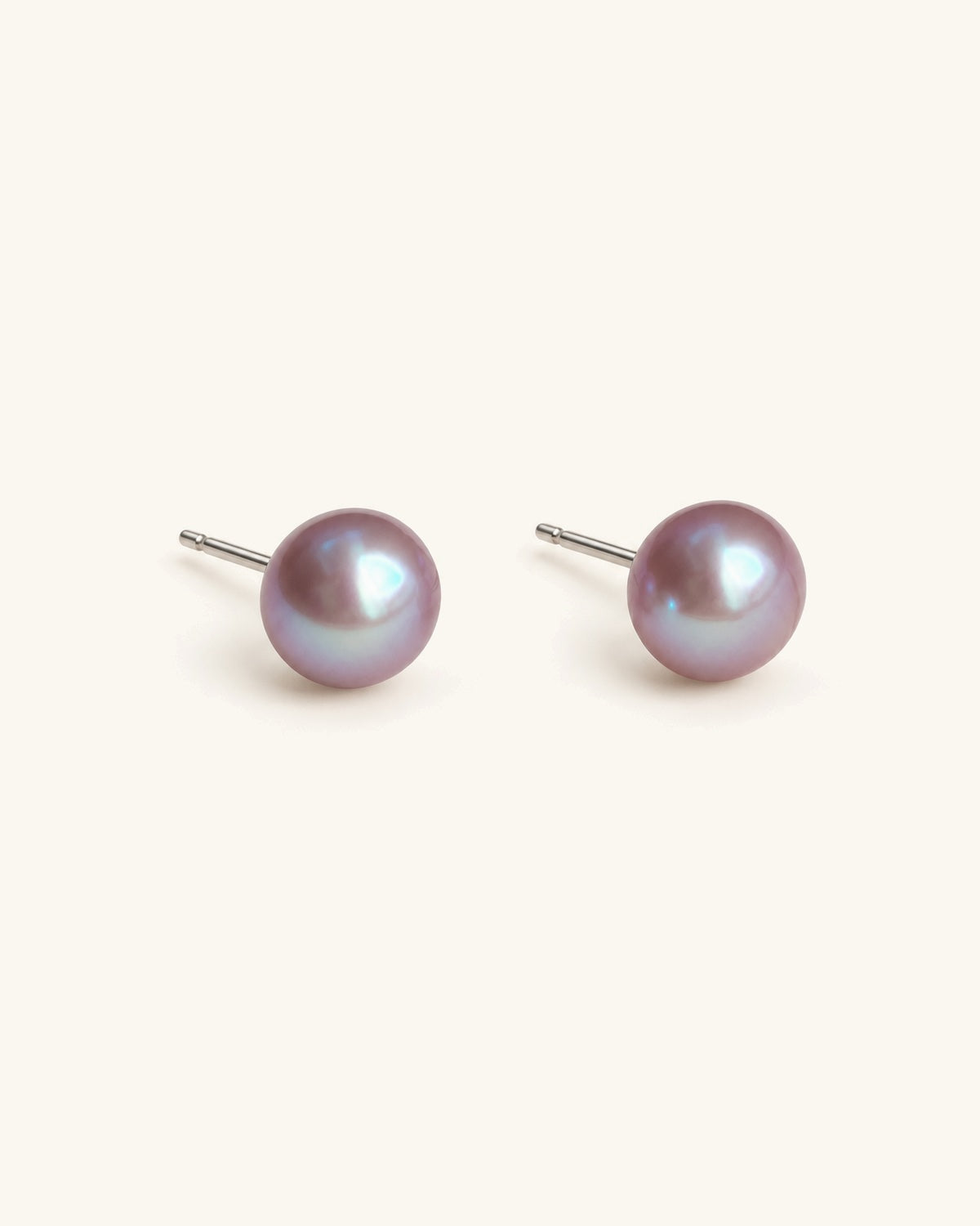 Lavender Button Pearl Studs