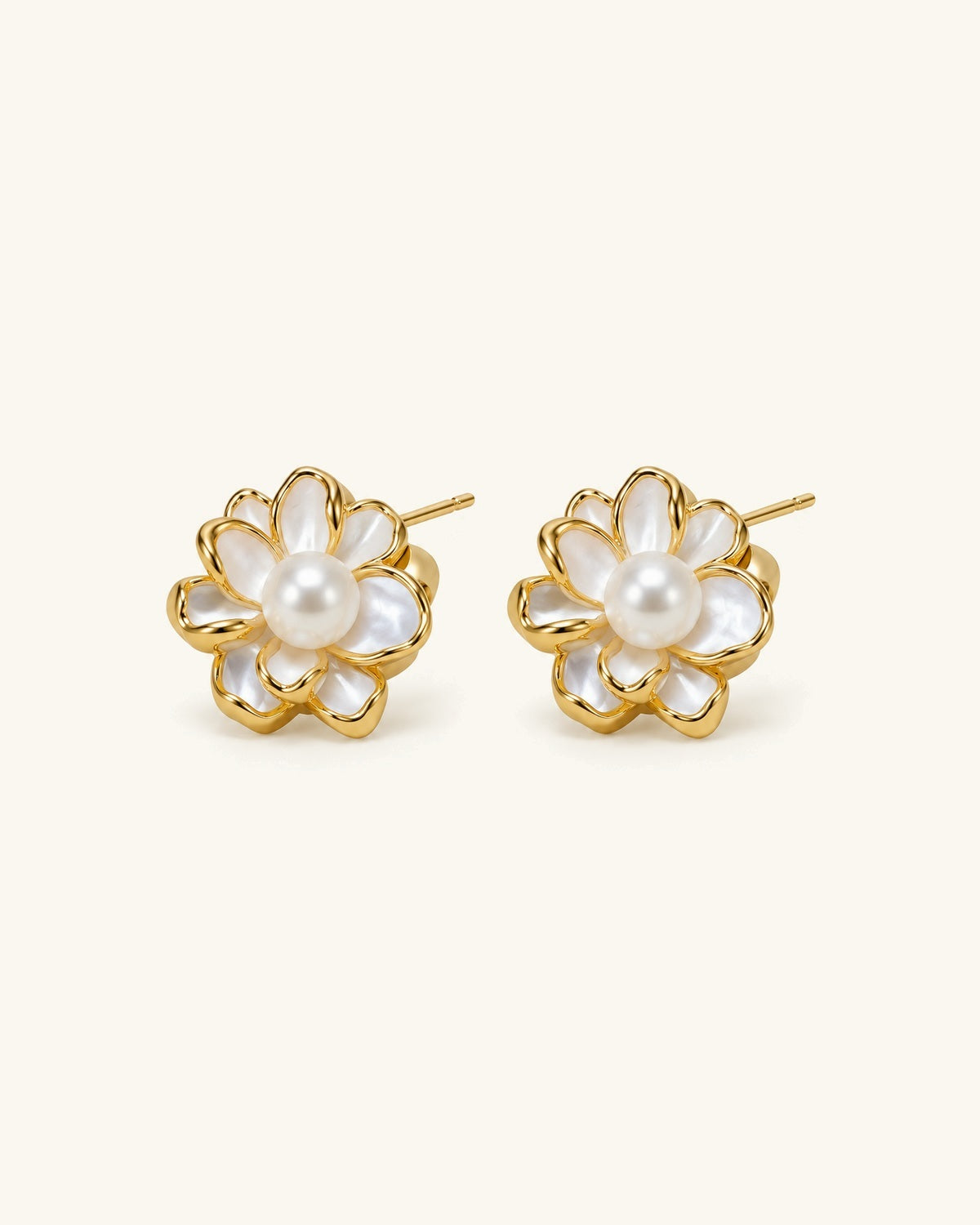 Ivory Flower Pearl Studs