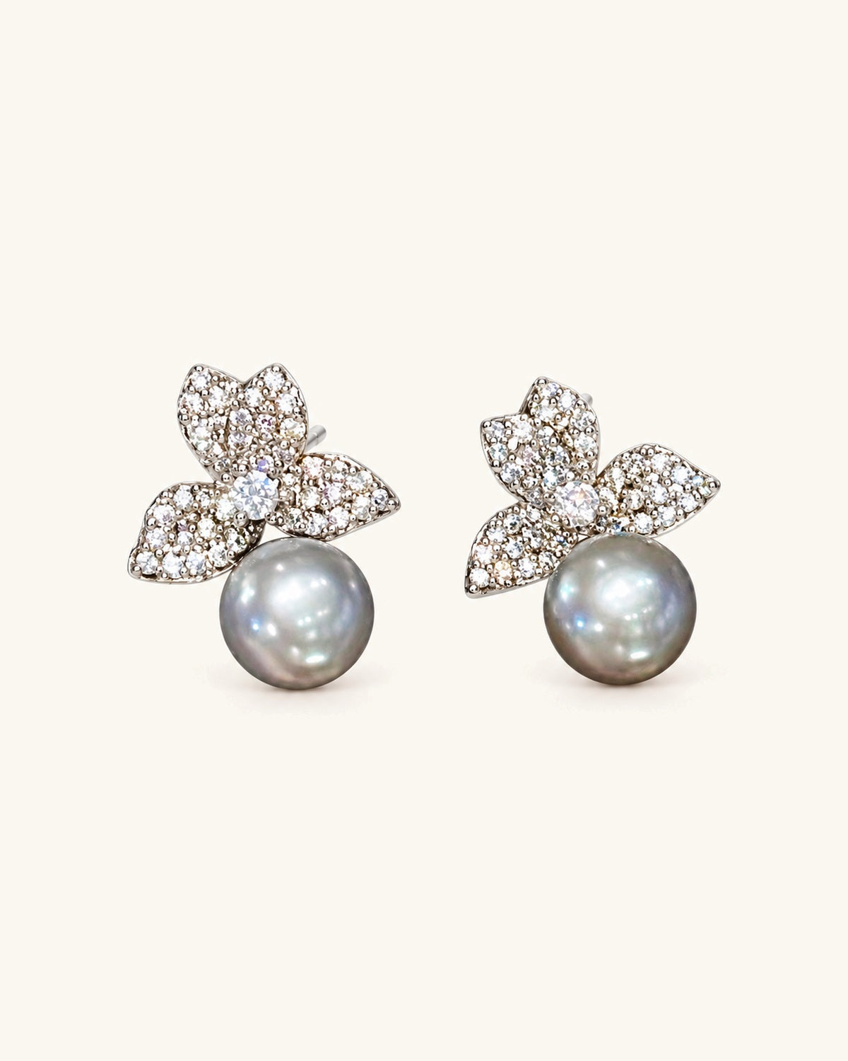 Three Petal Pearl Studs