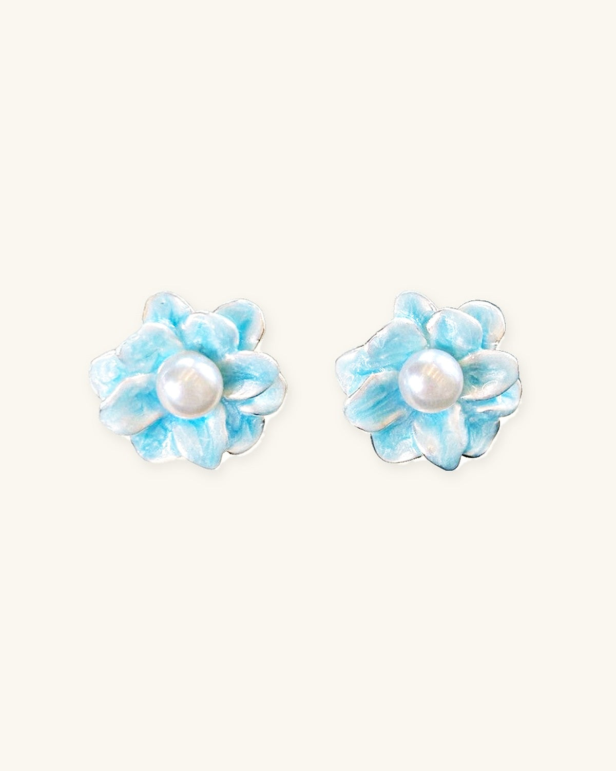 Glacier Bloom – Ice Blue Pearl Studs — additional view